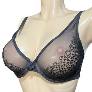 Victoria’s Secret Unlined Demi Sexy Sheer Mesh Bra black 36B